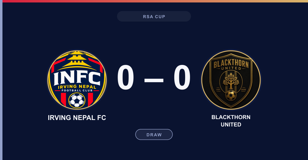 Irving Nepal FC drew with Blackthorn United 0-0 in RSA Cup